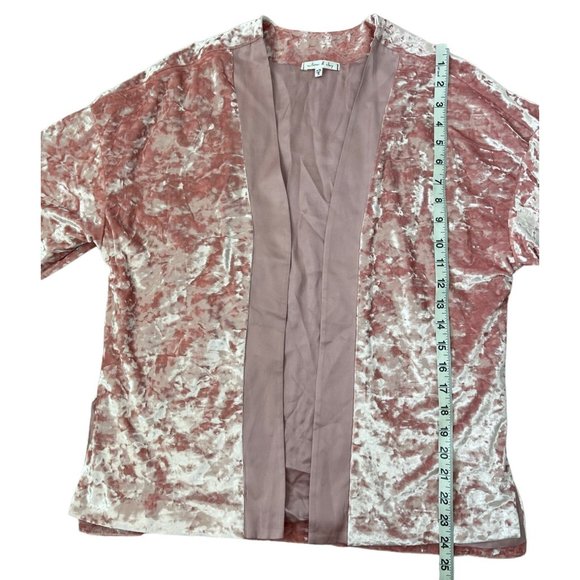 Free People Willow‎ & Clay Crushed Velvet Kimono Cardigan Pink XS/S Boho NWOT - Picture 7 of 12